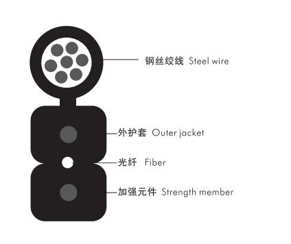 MMT-1091-1 FTTH DROP Cable Outdoor 1core 2core 4core G652D G657A1 G657A2 GJYXCH with Steel Messenger