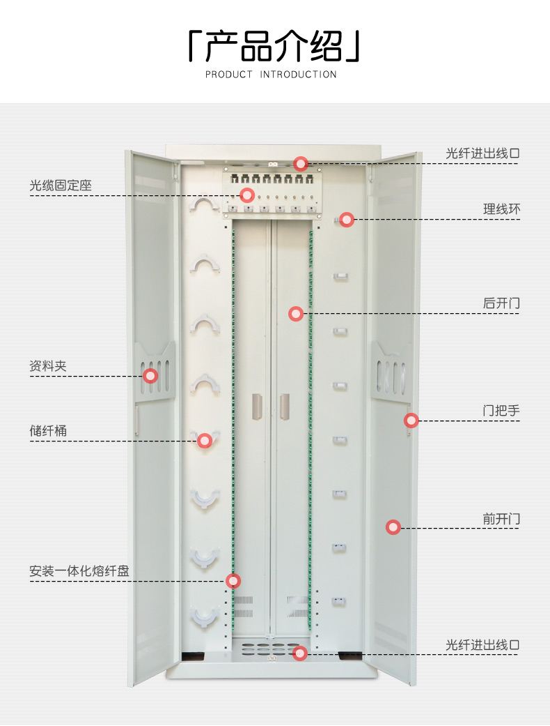 MT-1306 Single-sided Double Doors 576 720 Core Indoor Floor Type SPCC Street Cabinet Cross Connection Cabinet